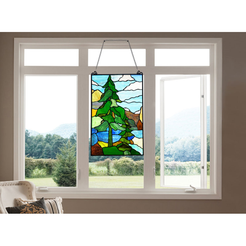 Lark Manor™ Landscape Stained Glass Window Panel & Reviews | Wayfair